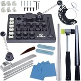 CTISMICE Ring Bender with Metal Post and Nylon Dies for Jewelry Making | Jewelry Bender Tool with Ring Sizer Measuring Tool Set, Mandrel and Rubber Hammer for Bending Soft Metal, Silverware, Spoon