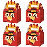 FRIDAY NIGHT Thanksgiving Paper Boxes 12PCS Turkey Pattern Cake Cookie Candy Gift Box Fall Holidays Party Supplies Table Decorations