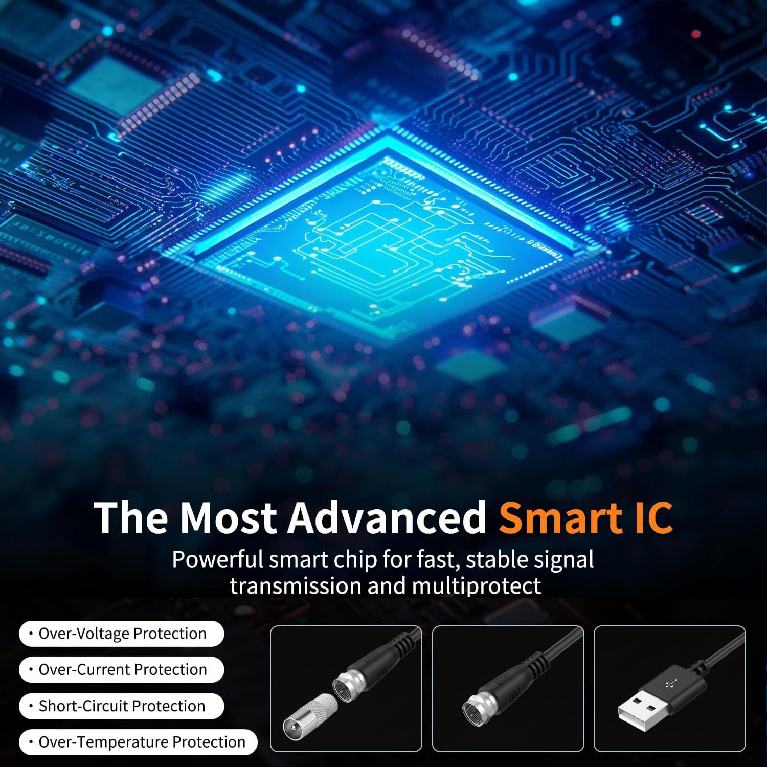 2025 Antenna for Smart TV for Local Channels,TV Antenna Indoor for Long Range Reception, Digital Antenna for Easy Installation and All Smart/Old TVs, Supports 4K 1080P HD VHF UHF