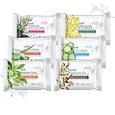 Epielle Makeup Remover Wipes, Remove Waterproof Mascara, Gentle Daily Facial Cleanser Towelettes with Collagen, Tea Tree & Aloe Vera, Stocking Stuffers, 30 Count (Pack of 6)