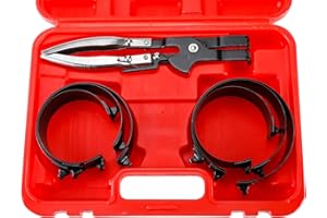 BTSHUB Piston Ring Compressor Set, 1pc Ratchet pliers and 6 pcs Piston Ring Bands (2-7/8 inches to 4-3/8 inches)