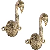 SOFFEE DESIGN 2PCS Flamingo Shaped Gold Hooks, Tropical Entryway Decor, Pink Bird Robe Hangers for Pool Bathroom