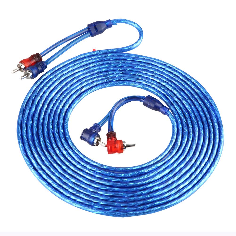 Qiilu 5 Meter Car Audio Cable, AUTO Car Blue Transparent Audio Interconnect Cable Ultra Flexible