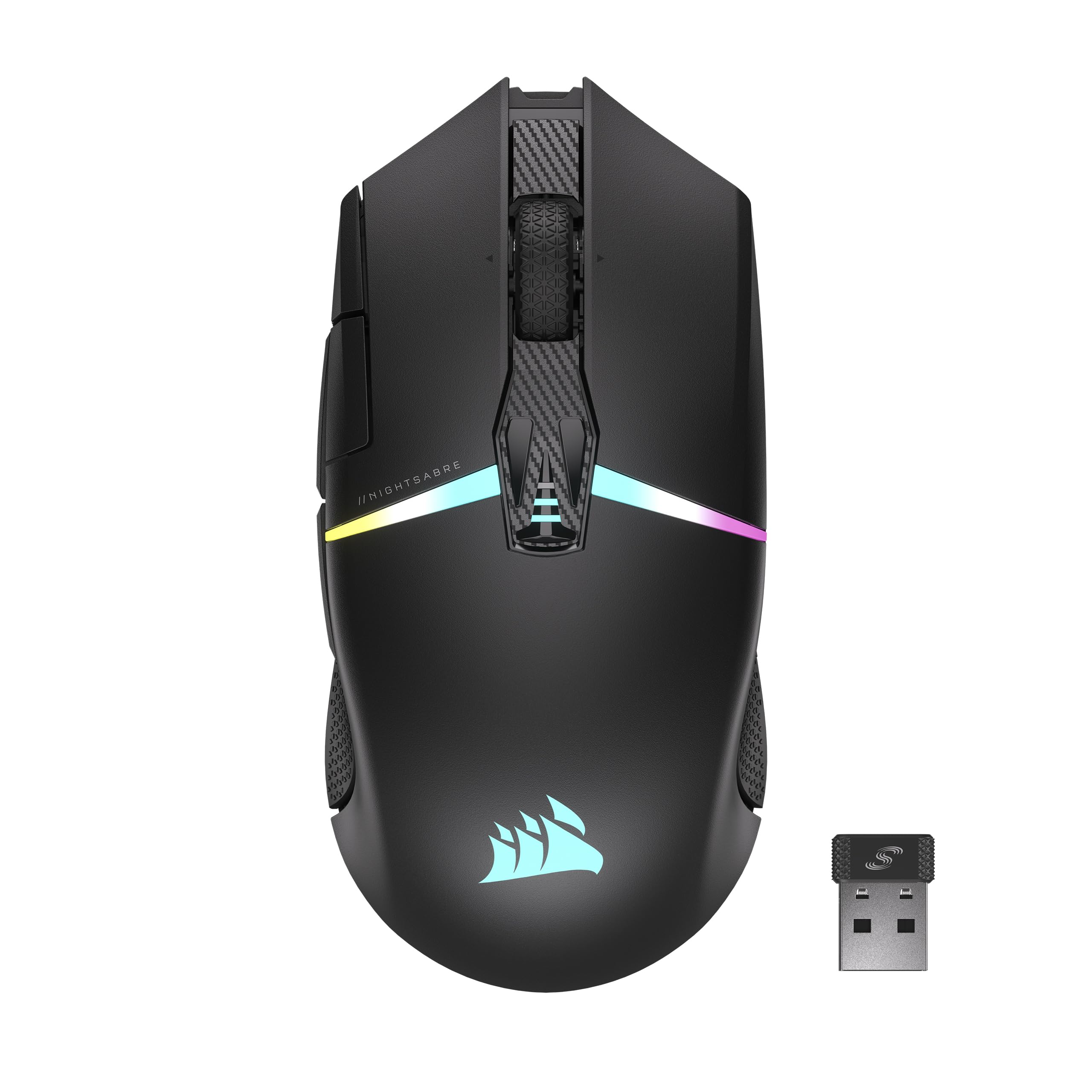 Corsair NIGHTSABRE RGB Wireless Gaming-Maus Für FPS, MOBA - 26.000 DPI - 11 Programmierbare Tasten - Bis zu 100 Stunden Akku - iCUE-Kompatibel - Schwarz