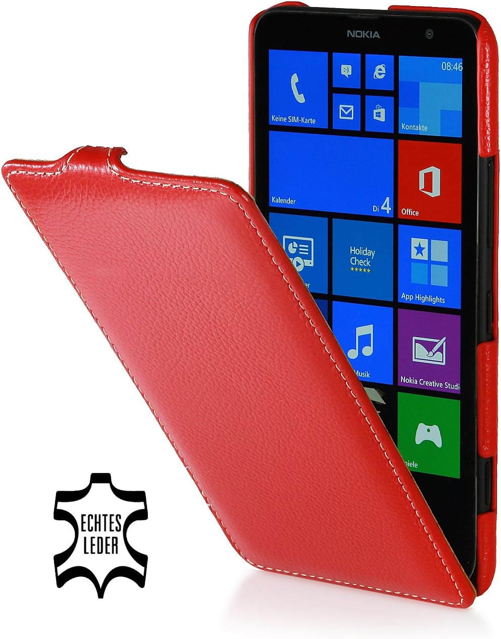 StilGut UltraSlim Genuine Leather Case for Nokia Lumia 1320, Red