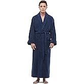 ESKYMODE Mens Cotton Bathrobe, Ankle Length Long Men’s Terry Cloth Towel Bath Robe