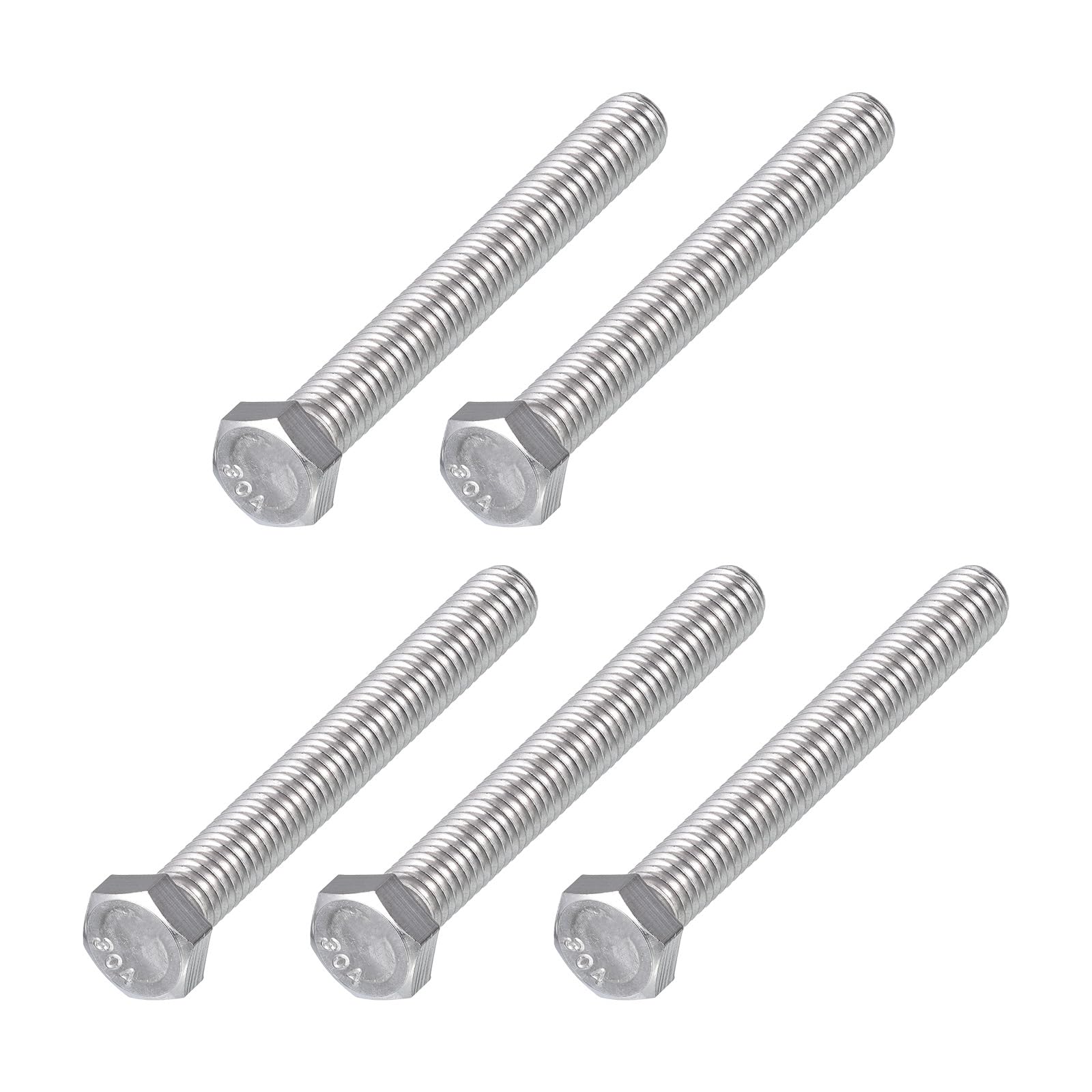 METALLIXITY Hex Head Bolts (3/8-16 x 3") 5Pcs, 304 Stainless Steel 18-8, Fully Threaded, External Hex Drive, Plain Finish, Hex Head Screw Bolt, Silver — image 1