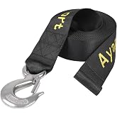 Ayaport Boat Winch Strap Towing Straps with Hook - 2" x 20' - 6600lbs Breaking Strength, Boat Trailer Winch Strap Replacement for Marine Boat ATV Fishing Boat and Jet Ski (Stainless-Steel Hook)