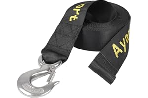 Ayaport Boat Winch Strap with Hook 2” x 20’ 6600lbs Breaking Strength Boat Trailer Strap Replacement for Marine Boat ATV Fishing Boat (Stainless-Steel Hook)
