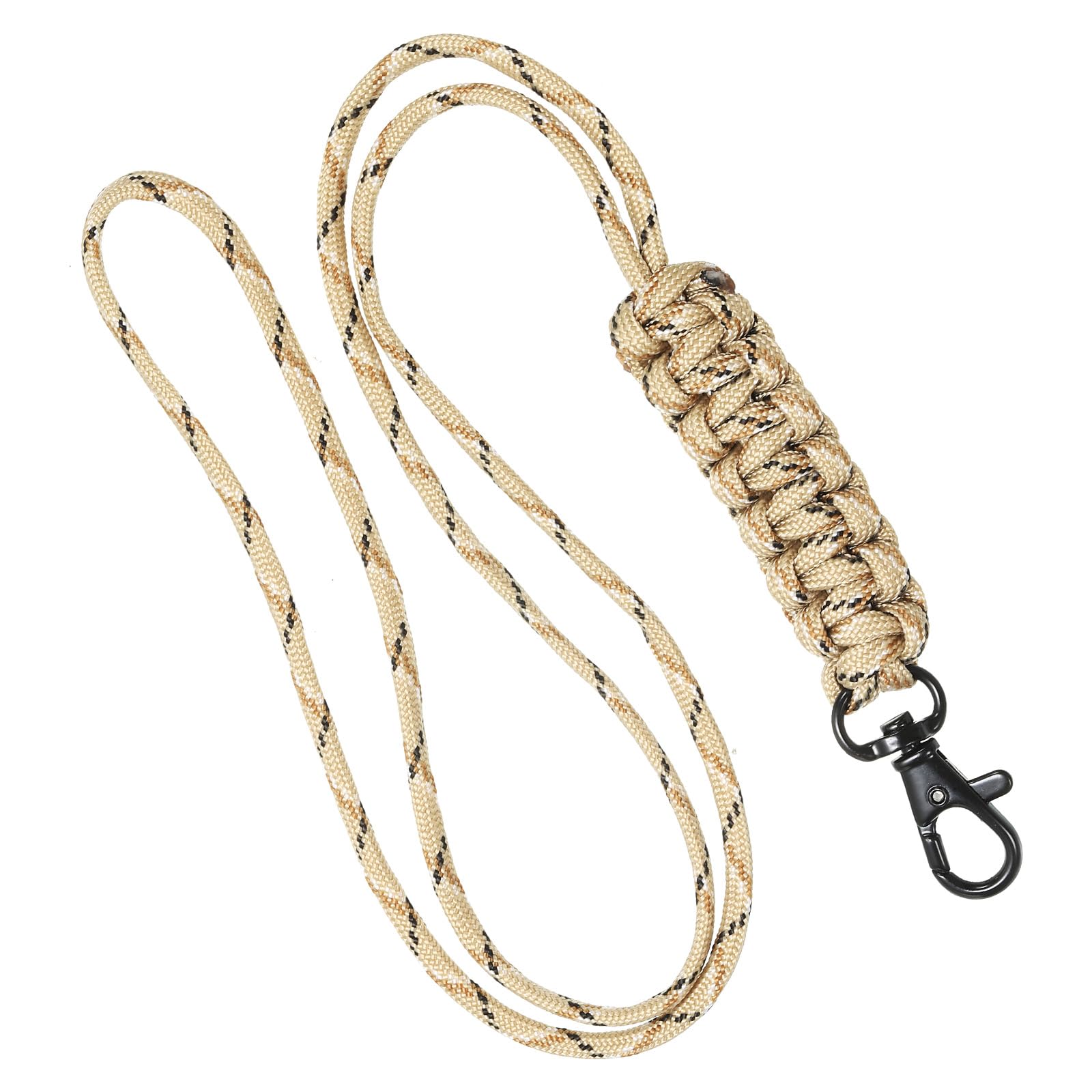 PATIKIL 20 Inch Paracord Lanyard, Braided Lanyard Necklace Keychain Badge Lanyard with Alloy Clip for Keys ID Card Badge Holder, Desert Camo