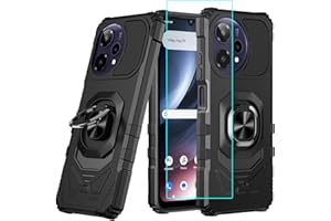 LOZEGUYC for Cricket Icon Plus 2026 / Att Verge 2 Case with 1 Pack Screen Protector,Dual Layer Hybrid Heavy Duty Defender Protection,Rugged Reinforced Cushion Corner Kickstand Shockproof Bumper Cover Black