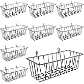 Oungy 10 PCS Wire Baskets Wall Grid Panel Hanging Wire Basket Hanging Wall Baskets No Drilling Wall Hanging Baskets Grid Wall Storage Basket for Kitchen Bathroom Home Decor Supplies, Black