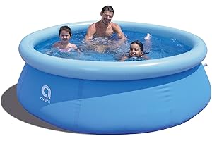 JLeisure Avenli 17806US 8 Foot x 25 Inch 1 to 3 Person Capacity Prompt Set Above Ground Kid Inflatable Outdoor Backyard Swimming Pool, Blue