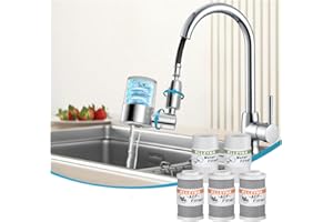 KLLEYNA Pull-Down Faucet-Mount Water Filters - (22 Adapters) Swivel 720° Sink Tap Filtration, ACF Reduce 99% Chlorine for Great Taste, 528 Gallon Purifier Kitchen/Bathroom,High Pressure 2-Mode Spray