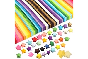 BUPETE 2060 Sheets Star Origami Paper 27 Assortment Color Star Paper Strip Double Sided Origami Stars Paper Solid Color Decoration Paper Strips DIY Hand Art Crafts