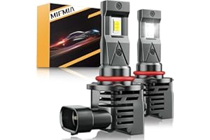 MIFMIA 9006 LED Bulbs, 1:1 Mini Size 600% Brighter, Plug-N-Play Wireless HB4 6500K Cool White Backup LED Fog Light Bulbs with Cooling Fan, IP68 Waterproof, Pack of 2