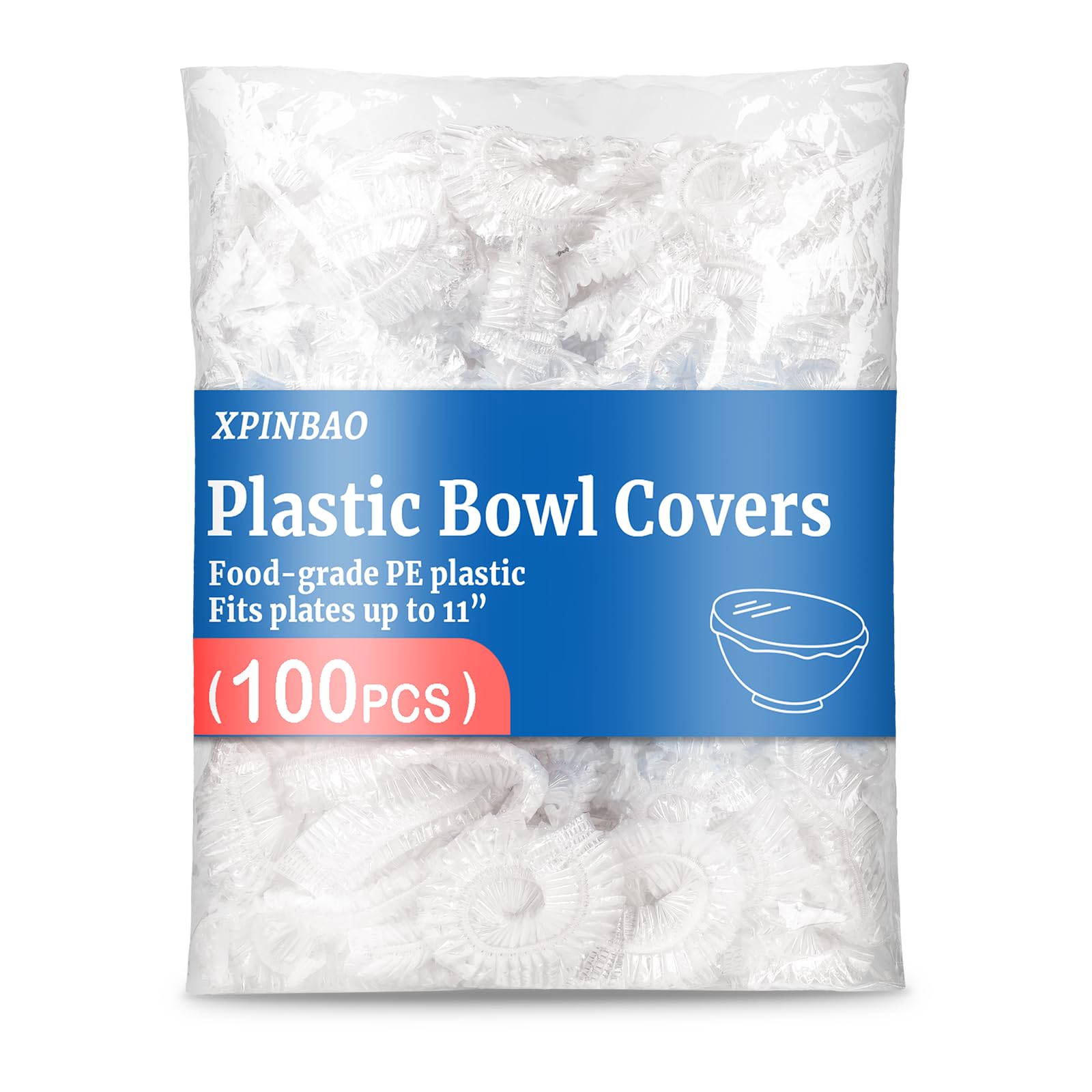 Photo 1 of 100pcs Plastic Bowl Covers,Elastic Reusable Food Covers,Shower Caps for Sourdough Bread Proofing,Outdoor Disposable Plastic Wrap for Food Storage,Fits Bowls Up to 11"