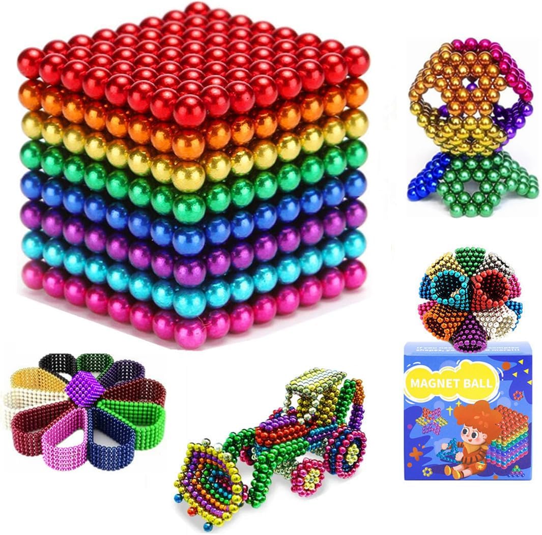 1000 Pcs Magnetic Balls Building Desk Toys for Stress Relief, Magnetic Fidget Balls Office Putty Magnetic Beads Toys Slime for Adults, ADHD, Autism, (512 Pcs 5mm)