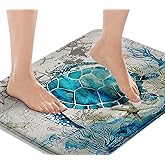 Britimes Bath Mat for Bathroom, Blue Turtle Washable Cover Floor Rug Carpets Floor Mat Bathroom Decorations 16x24 Inches for Kitchen Bedroom Indoor