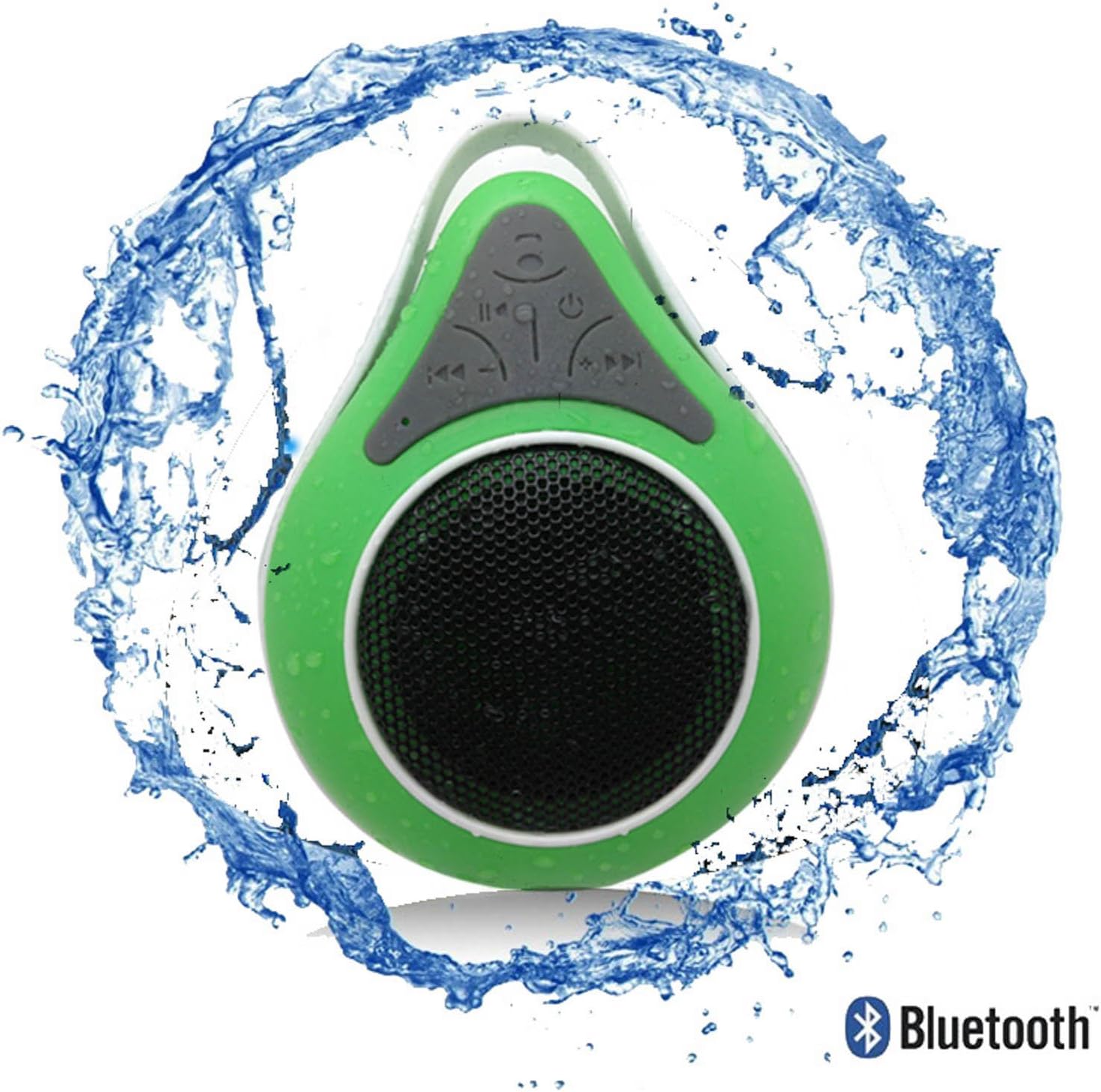 Bluetooth Waterproof Shower Speaker Phone with Mic. Best Portable Wireless Music Receiver for Pool, Shower and Outdoor Hikes. Hands Free Device. Waterproof Level IPX6 - Zentek ZT-2686GRN (Green)