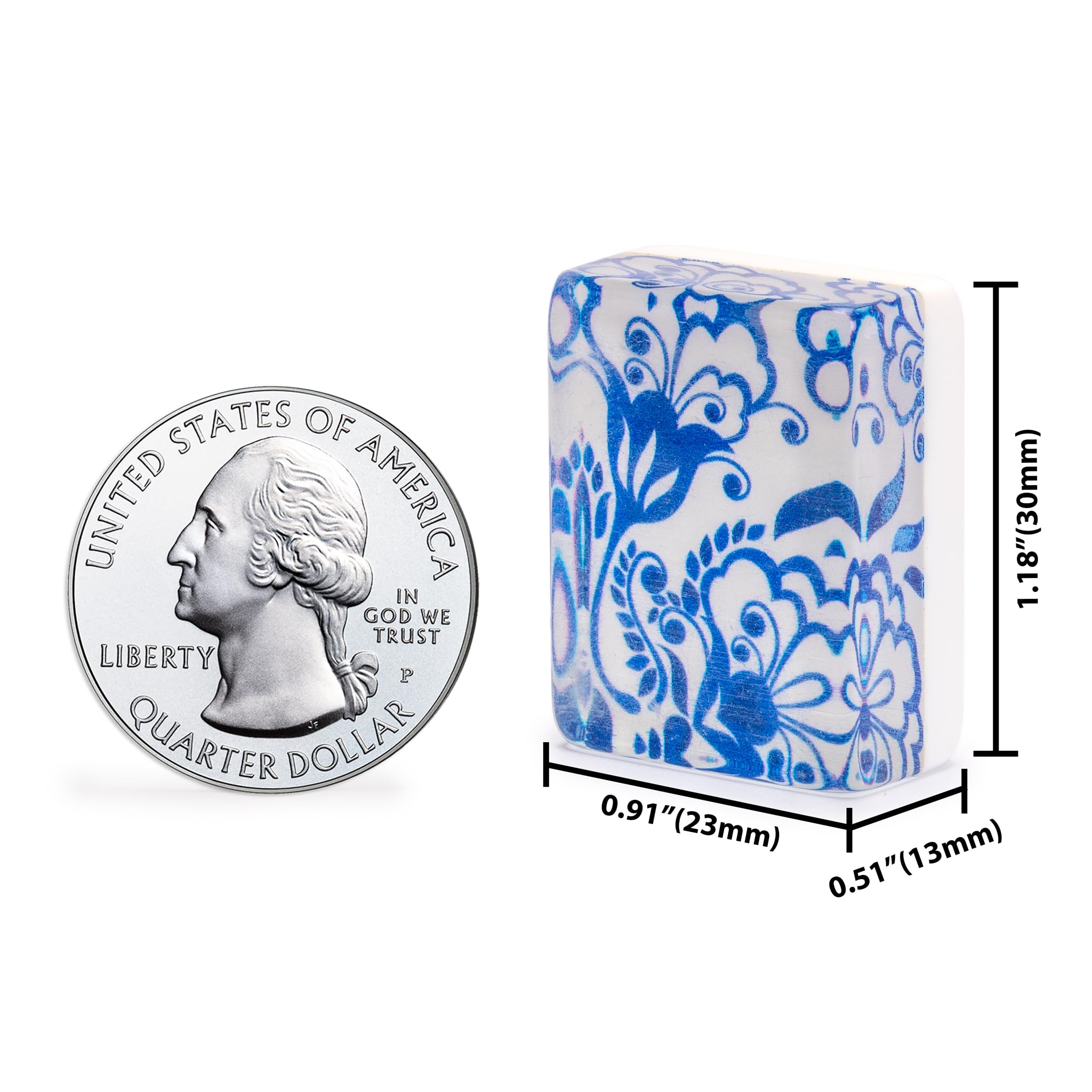 Yellow Mountain Imports American Mahjong Set, Chinoise II with Floral Blue Soft Case - All-in-One Racks with Pushers, Wright Patterson Betting Coins, Dice, & Wind Indicator