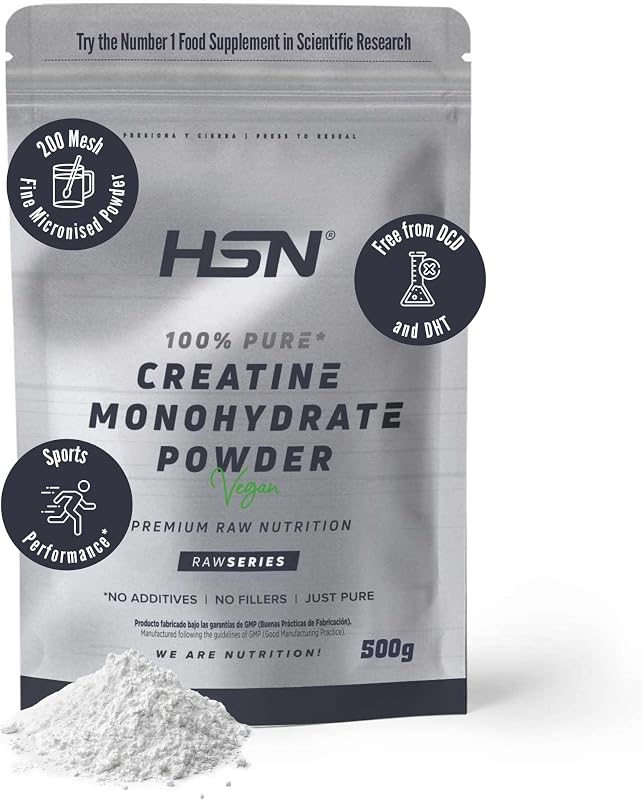 Hsn creatina powder monohydrate | sem sabor 500 g = 143 toma por recipiente | a puridade monohidratada de creatina micronizada 100% máxronizada sem adições livres de poluentes | não-gmo, vegan, glúten sem