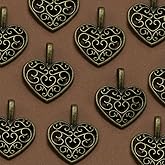 AKOAK 30 Pieces Antique Bronze Alloy Metal Heart Shape Hollow Charms Pendants for Jewelry Making DIY Bracelet Necklace