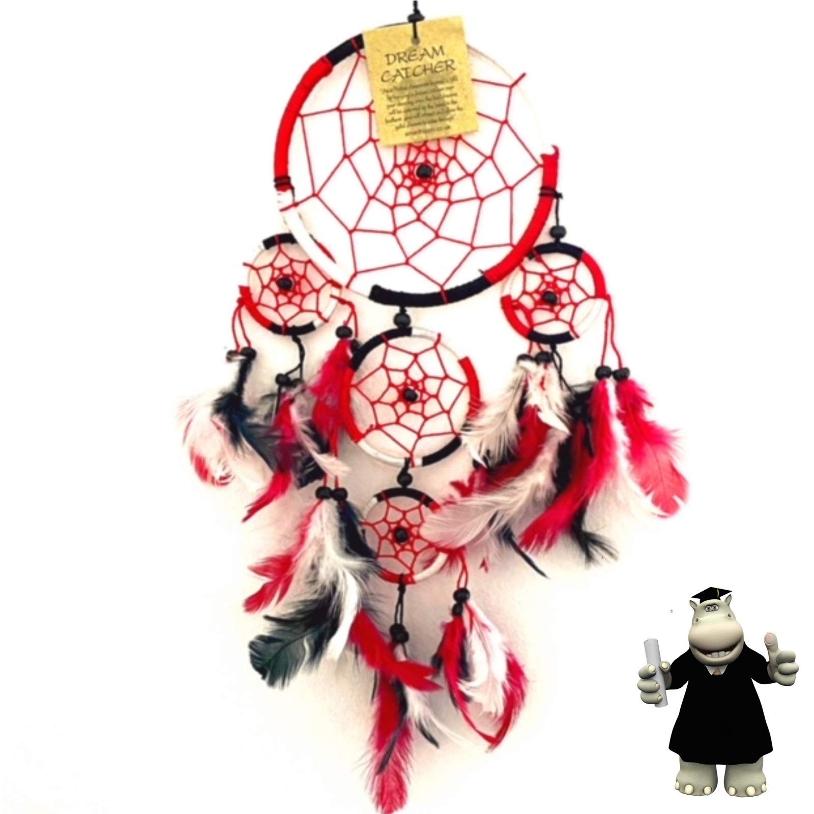 Smart Hippo Red Black & White Football Dream Catcher