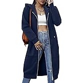 StunShow Womens Zip Up Hoodies Fleece Long Oversized Sweatshirt Jacket Casual Fall Coat with Pocket(S-3XL)