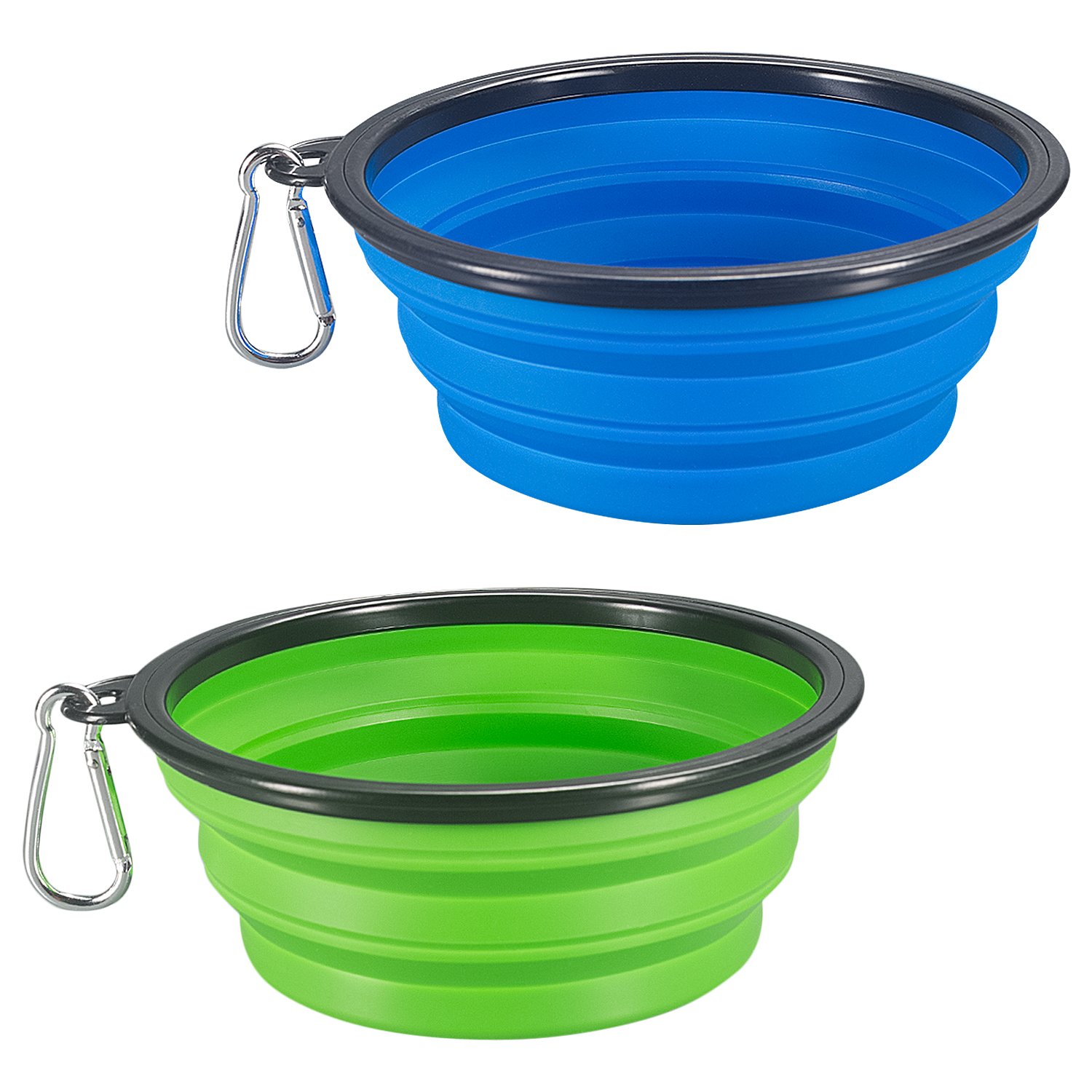 Photo 1 of Comsun 2-Pack Extra Large Size Collapsible Dog Bowl, Foldable Expandable Cup Dish for Pet Cat Food Water Feeding Portable Travel Bowl Blue and Green