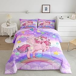 Feelyou Unicorn Comforter Set for Girls King Size
