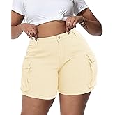 Gocolloa Women Plus Size Jean Shorts Stretchy Curvy Cargo Shorts High Waisted Streetwear Denim Shorts with Pockets