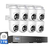 Hiseeu 3K PTZ Wired Security Camera System Outdoor,8PCS 5MP Cameras | Audio,Smart Color Night Vision,Person/Vehicle Detection,360&deg;Coverage,5MP DVR 8CH,1TB HDD