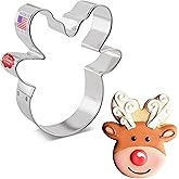 Reindeer Head/Face Cookie Cutter, 4" Made in USA by Ann Clark
