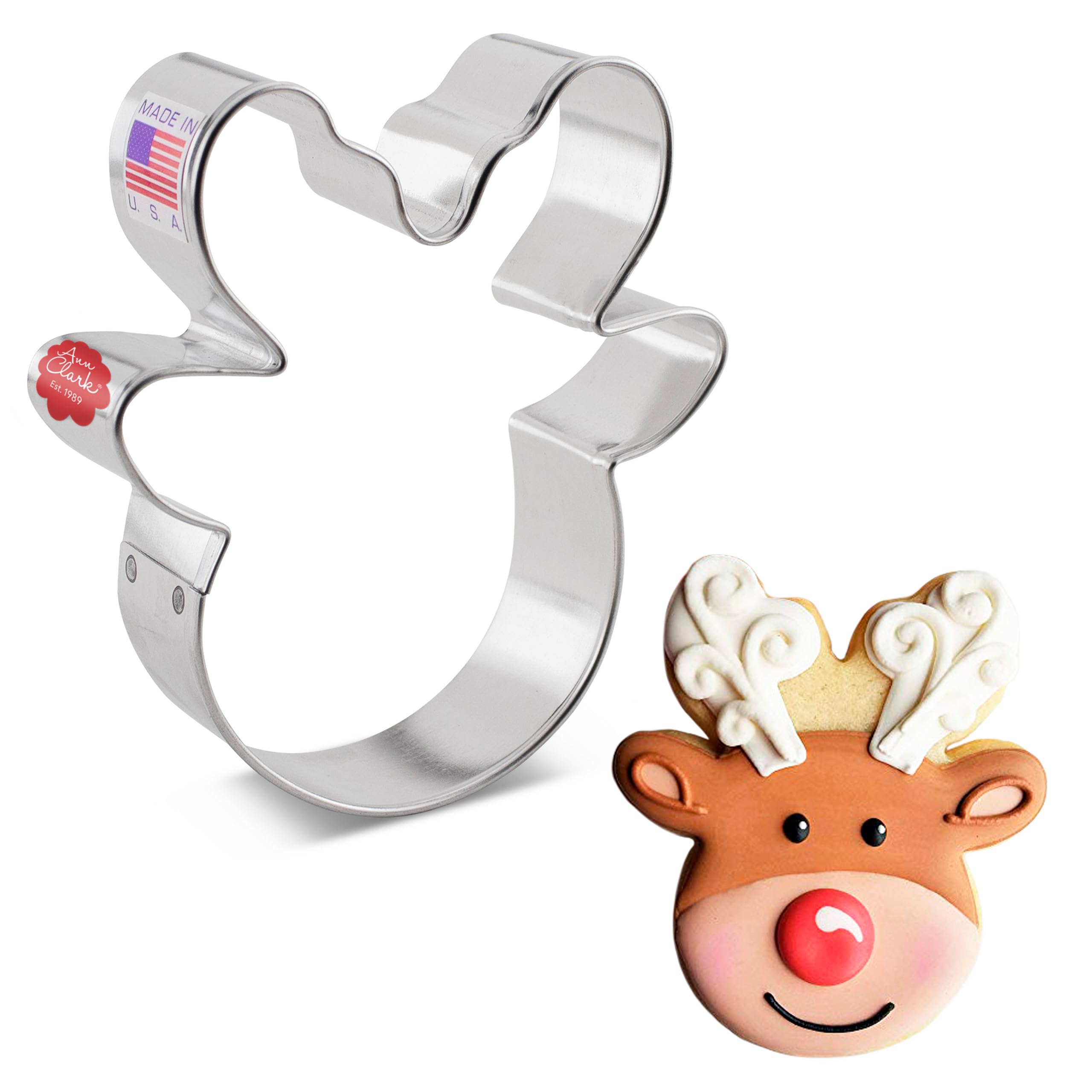Ann Clark Cookie Cutters Reindeer Head/Face Cookie Cutter by Flour Box Bakery, 10.2 cm