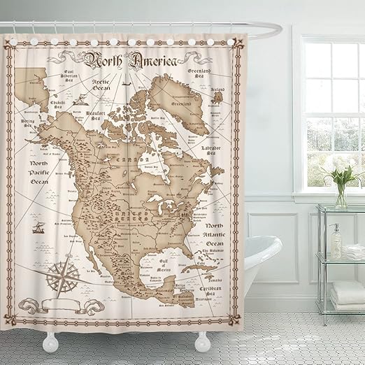 Amazon Com Tompop Shower Curtain Old The Vintage Map Of North