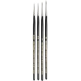 da Vinci Brushes Watercolor Set 5536a2, Maestro Kolinsky Red Sable 4 Brush Set, European Rounds, Series 10 Sizes 3/0, 2/0, 1 &amp; 2, Black