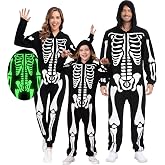 SIZGAROOT Adult Skeleton Costume Glow in the Dark Onesie for Halloween