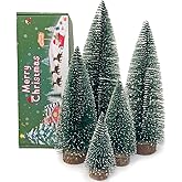 MTKZKAF Artificial mini Bottle Brush Christmas Trees for Christmas Decoration Table top Christmas Tree with Base Indoor Christmas Decorations (4/6/8/10/12 inch)