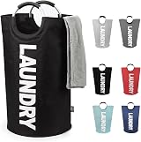 DOKEHOM 125L X-Large Collapsible Laundry Basket Black 79cm Tall