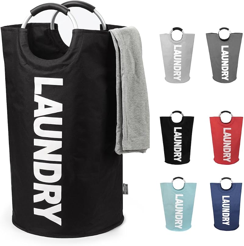 DOKEHOM 125L X-Large Collapsible Laundry Basket Black 79cm Tall