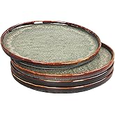 jinsongdafa Appetizer plate Porcelain Dinner Plates Set of 4,for Main Dish, Steak,Bread,Risotto,Pasta,Salad - Microwave,Oven and Dishwasher Safe,Scratch Resistant durable,7.9 Inch Black