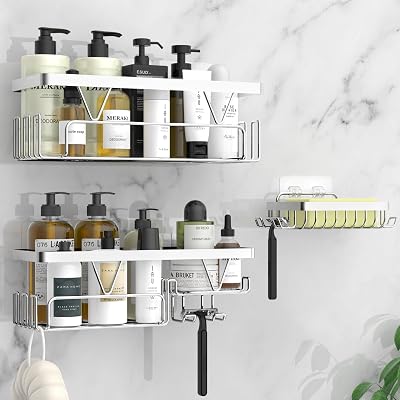 KEGII Shower Caddy Organizer 3 Pack Stainless Steel No Drilling Adhesive