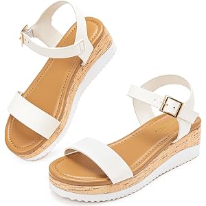 Motasha Girls Wedge Sandals Platform Heel Lightweight Dress Shoes | Open Toe Girls Dressy Shoes, Comfortable Ankle Strap, Kid