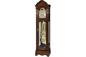 Howard Miller Lininger Floor Clock II, Single Chime Movement with Bordeaux Finish Illuminated Case, Analog Dial with Arabic Numerals Grandfather Timepiece Home Decor for Living Room and Office
