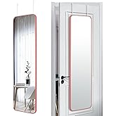 SCWF-GZ 47x14 Mirror Full Body Length Door Hanging or Wall Mounted Metal Frame Dressing Mirrors for Entryway Girl Bedroom Bathroom Living Room 47 14 inch Pink Rose Gold