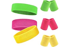LxcshLjx 9pcs Sweatband Set, Sport Moisture Wicking Headband and Wristband, Breathable Terry Cloth Exercise Sweatband for Gym