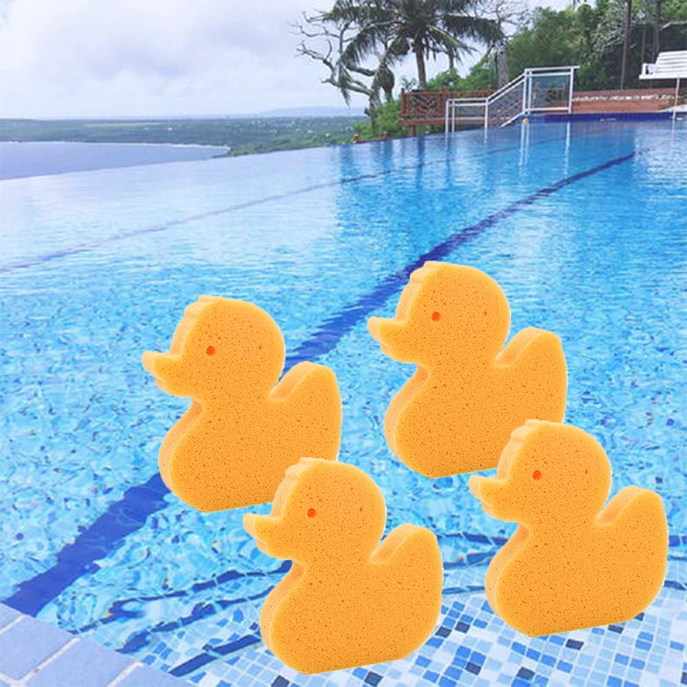 Lifreer Scum Sponge Cleaning Sponge Filter Sponge, 4 Pcs Hot Tub and Swimming Pool Oil Absorbing Sponge for Removing Scum, Slime, Grime (Yellow)