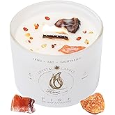 Aries, Leo, Sagittarius Gifts for Women - 12oz Wood Wick Candles That Crackle with Crystals and Healing Stones. Healing Crystal Candles for Women Home Scented. Soy Wax, for Zodiac Birthdate