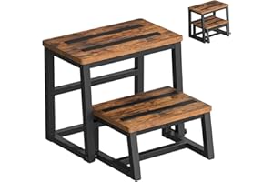 HOOBRO Step Stools for Kids, 3-in-1 Heavy Duty Sturdy Wooden Two Step Stools, Metal Frame with Non-Slip Pads for Kitchen/Bath